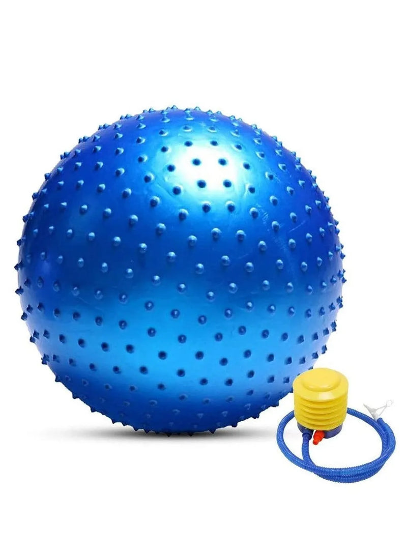 EVA Deep Tissue Massage Yoga Ball Pilates Anti Burst Exercise Ball Heavy Duty Fitness Ball (MB-65) | Ideal for All Surfaces, Kids & Adults | Match-Ready | Includes Pump & Needle | Durable & Long-Lasting