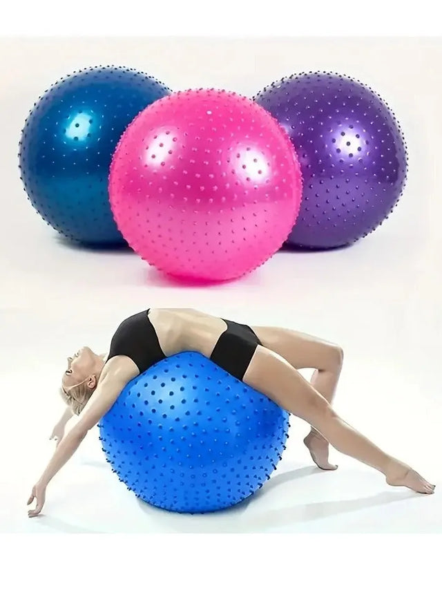 EVA Deep Tissue Massage Yoga Ball Pilates Anti Burst Exercise Ball Heavy Duty Fitness Ball (MB-65) | Ideal for All Surfaces, Kids & Adults | Match-Ready | Includes Pump & Needle | Durable & Long-Lasting