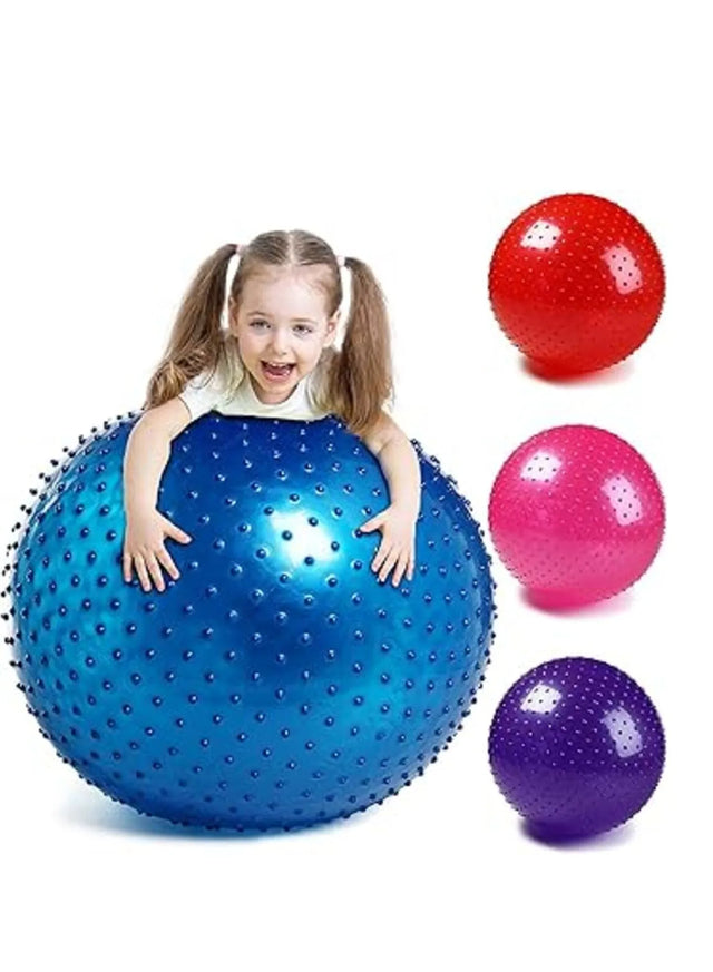 EVA Deep Tissue Massage Yoga Ball Pilates Anti Burst Exercise Ball Heavy Duty Fitness Ball (MB-65) | Ideal for All Surfaces, Kids & Adults | Match-Ready | Includes Pump & Needle | Durable & Long-Lasting
