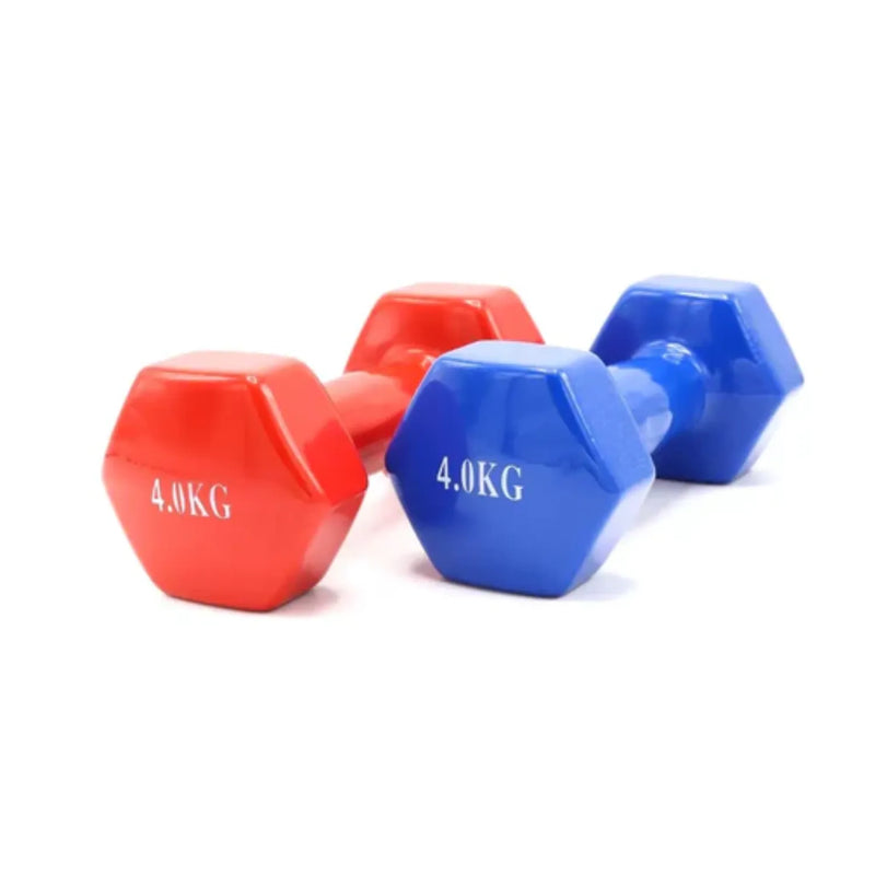 Vinyl Dumbbells 1-6kg ? Red & Blue | Non-Slip Hand Weights for Home & Gym Workouts 9048 | Ideal for All Surfaces, Kids & Adults | Match-Ready | Includes Pump & Needle | Durable & Long-Lasting Performance