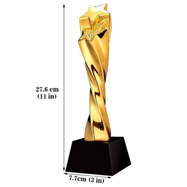 Gold Star Spiral Trophy ? 27.6cm | Elegant Resin Award with Black Base 6743 | Ideal for All Surfaces, Kids & Adults | Match-Ready | Includes Pump & Needle | Durable & Long-Lasting Performance