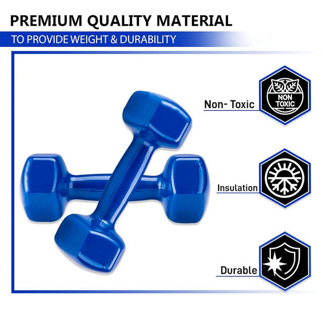 Vinyl Dumbbells 1-7 LB ? Red & Blue | Non-Slip Hand Weights for Home & Gym Workouts | Ideal for All Surfaces, Kids & Adults | Match-Ready | Includes Pump & Needle | Durable & Long-Lasting Performance