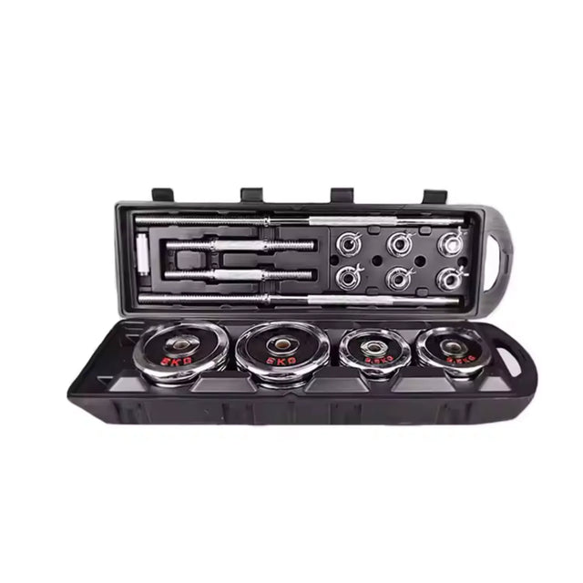 55KG Silver Adjustable Dumbbell Set with Black Carry Box ? Premium Strength Training Weights 9211 | Ideal for All Surfaces, Kids & Adults | Match-Ready | Includes Pump & Needle | Durable & Long-Lasting Performance