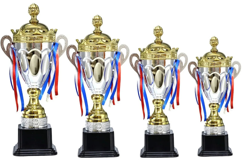 Set of 4 Silver & Gold Trophies ? 65/60/52/45 cm Premium Awards for Competitions & Achievements 231301 | Ideal for All Surfaces, Kids & Adults | Match-Ready | Includes Pump & Needle | Durable & Long-Lasting Performance