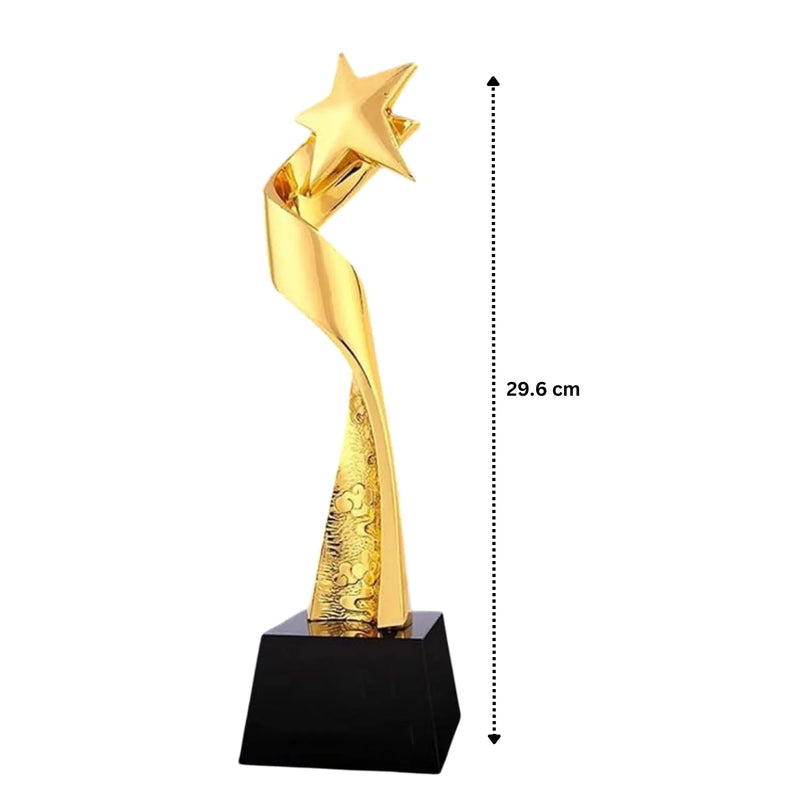 Gold Star Trophy ? 29.6cm with Black Marble Base | Elegant Award for Achievements & Competitions 012 | Ideal for All Surfaces, Kids & Adults | Match-Ready | Includes Pump & Needle | Durable & Long-Lasting Performance