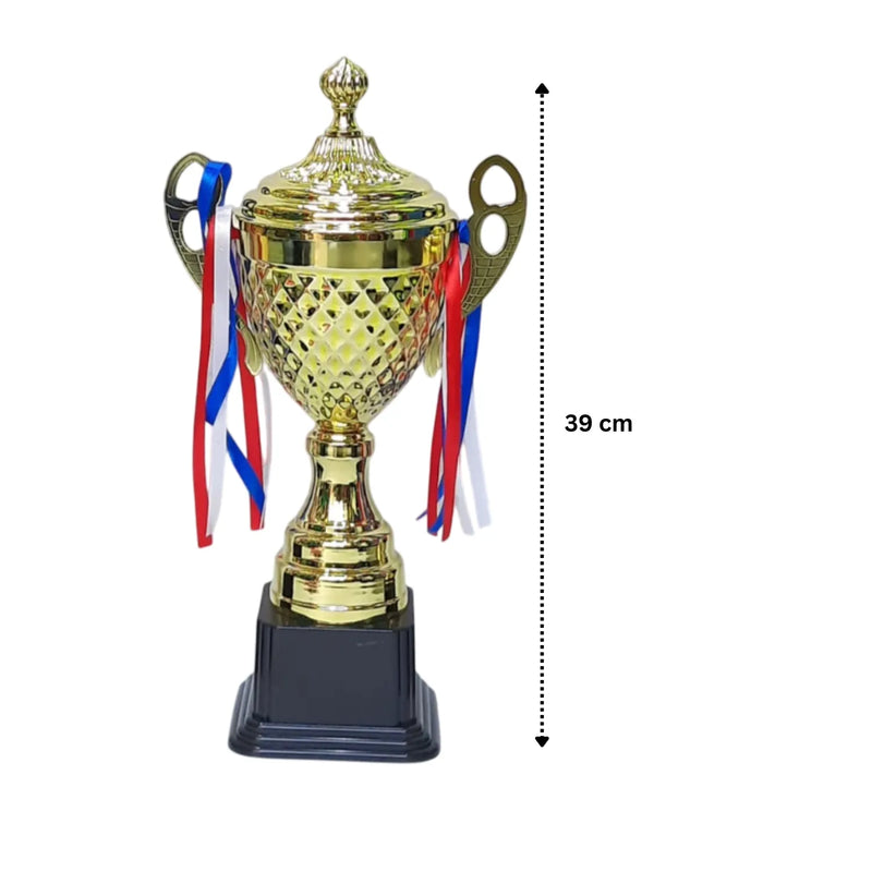 Set of 3 Gold Trophies ? 50/45/39cm | Premium Awards 4087 | Ideal for All Surfaces, Kids & Adults | Match-Ready | Includes Pump & Needle | Durable & Long-Lasting Performance