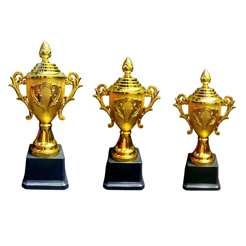 Set of 3 Gold Trophies ? 25/21/19cm | Premium Awards 4150 | Ideal for All Surfaces, Kids & Adults | Match-Ready | Includes Pump & Needle | Durable & Long-Lasting Performance