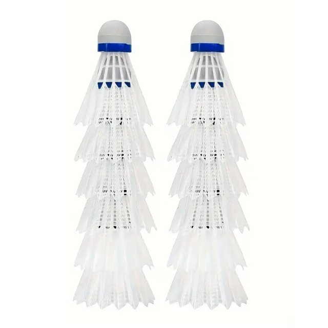 Plastic Badminton Shuttlecocks Advanced Nylon Feather High-Speed Birdie 12 Pieces 5052-W | Ideal for All Surfaces, Kids & Adults | Match-Ready | Includes Pump & Needle | Durable & Long-Lasting Performance