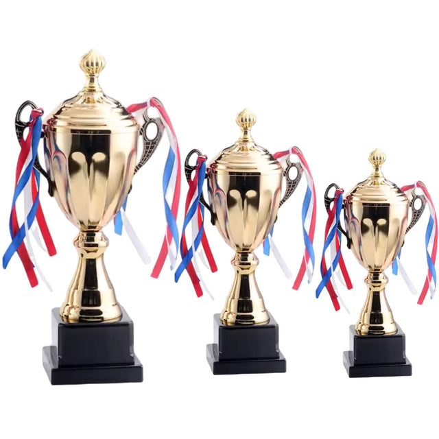 Set of 3 Gold Trophies ? 42/37/33cm | Premium Awards 2206 | Ideal for All Surfaces, Kids & Adults | Match-Ready | Includes Pump & Needle | Durable & Long-Lasting Performance