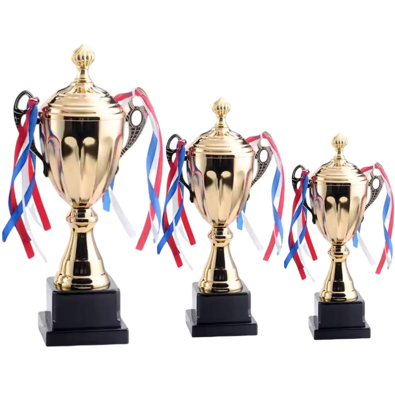 Set of 3 Gold Trophies ? 42/37/33cm | Premium Awards 2206 | Ideal for All Surfaces, Kids & Adults | Match-Ready | Includes Pump & Needle | Durable & Long-Lasting Performance