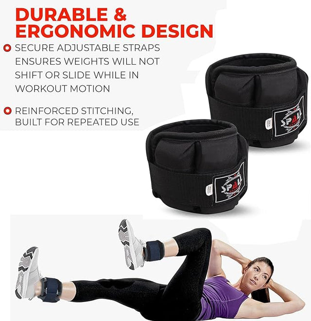 Ankle Weight 1kg To 4kg Black Adjustable For Gym Jogging Pilates Aerobic Cardio Walking Fitness Workout Exercise Strangth Training Perfect for Both Men And Women(SI-2805) | Ideal for All Surfaces