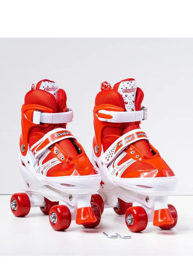 Kids Unisex Adjustable Four Wheel Roller Skating Shoes With Stopper Making it Easier for kids to Balance 238806 | Ideal for All Surfaces, Kids & Adults | Match-Ready | Includes Pump & Needle