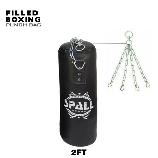 Spall Boxing Punching Bag With Chain MMA Training Gym Training Maya Hide Leather Bag Gym Equipment(SI-1094) | Ideal for All Surfaces, Kids & Adults | Match-Ready | Includes Pump & Needle