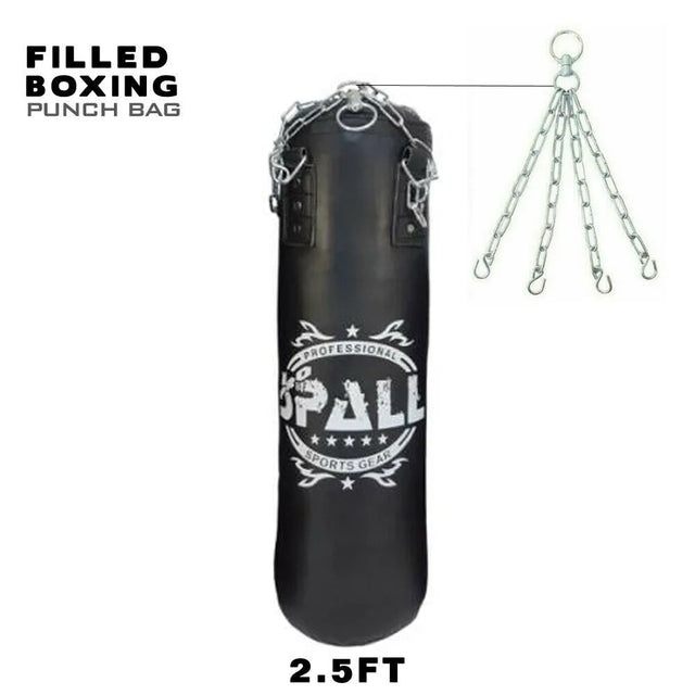 Spall Boxing Punching Bag With Chain MMA Training Gym Training Maya Hide Leather Bag Gym Equipment(SI-1094) | Ideal for All Surfaces, Kids & Adults | Match-Ready | Includes Pump & Needle