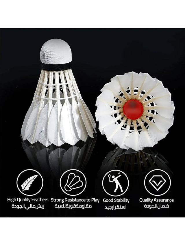 Spall 12-Pack Goose Feather Badminton Shuttlecocks ? Durable & High-Speed Training 2353 | Ideal for All Surfaces, Kids & Adults | Match-Ready | Includes Pump & Needle | Durable & Long-Lasting Performance