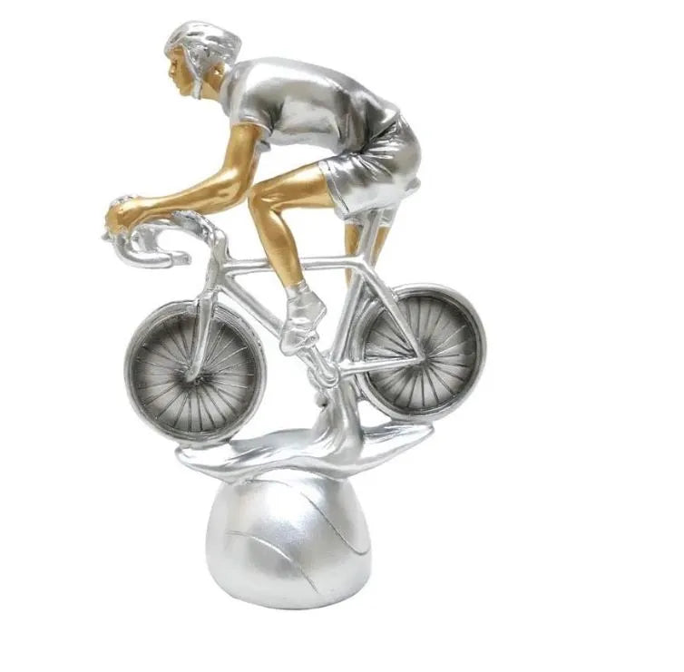 Bicycle Shape Trophy Height 20 cm Width 14 cm Depth 7 cm Silver/Brown For Cycling Championship Award School Events Birthdays Sports Games Company Events Football Team(4600-A6) | Ideal for All Surfaces