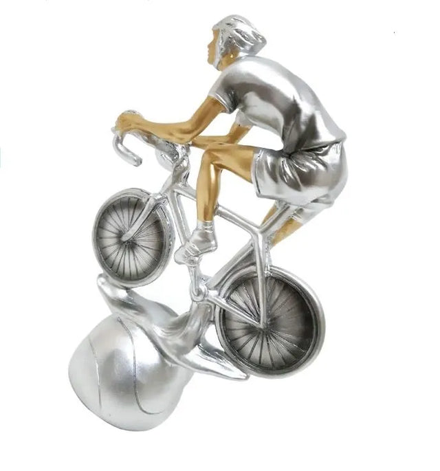 Bicycle Shape Trophy Height 20 cm Width 14 cm Depth 7 cm Silver/Brown For Cycling Championship Award School Events Birthdays Sports Games Company Events Football Team(4600-A6) | Ideal for All Surfaces