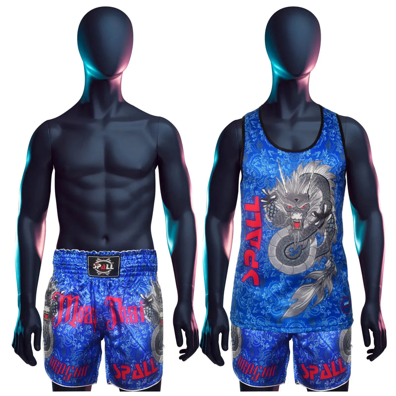 Spall Men's Gym Tank Tops & Shorts  Workout Muscle Tee Training Bodybuilding Fitness Sleeveless Muay Thai Sports Boxing Workout Tank Top Glove Boxer Fan Gift Tank Top | Ideal for All Surfaces