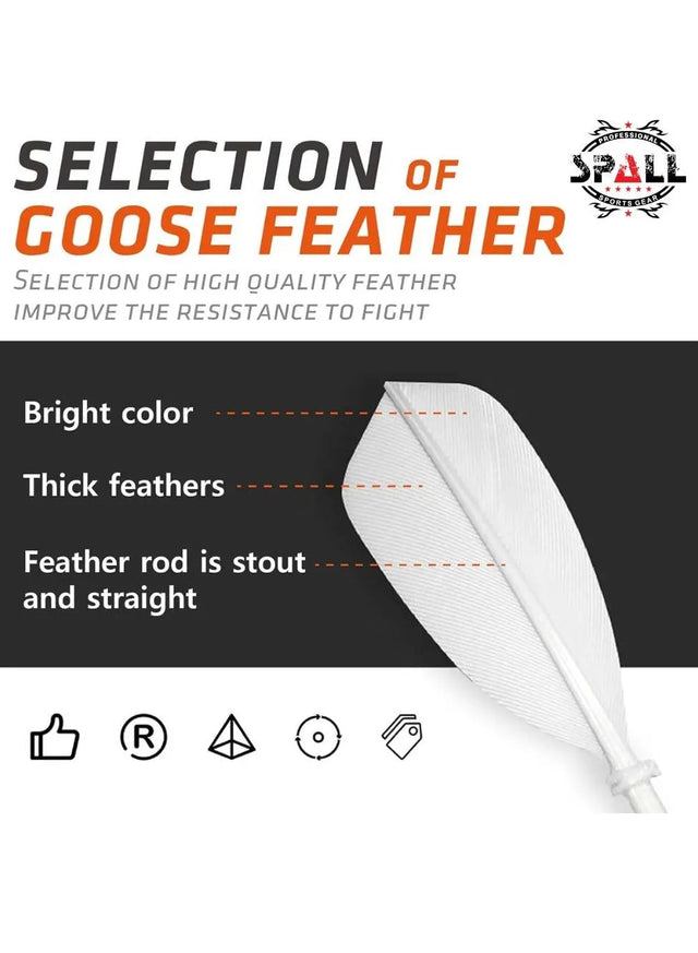 Spall 12-Pack Goose Feather Badminton Shuttlecocks ? Durable & High-Speed Training 2353 | Ideal for All Surfaces, Kids & Adults | Match-Ready | Includes Pump & Needle | Durable & Long-Lasting Performance
