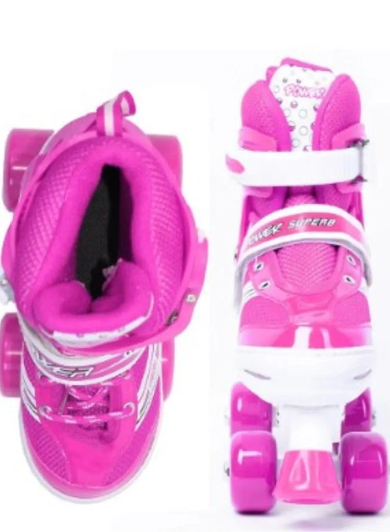 Kids Unisex Adjustable Four Wheel Roller Skating Shoes With Stopper Making it Easier for kids to Balance 238806 | Ideal for All Surfaces, Kids & Adults | Match-Ready | Includes Pump & Needle