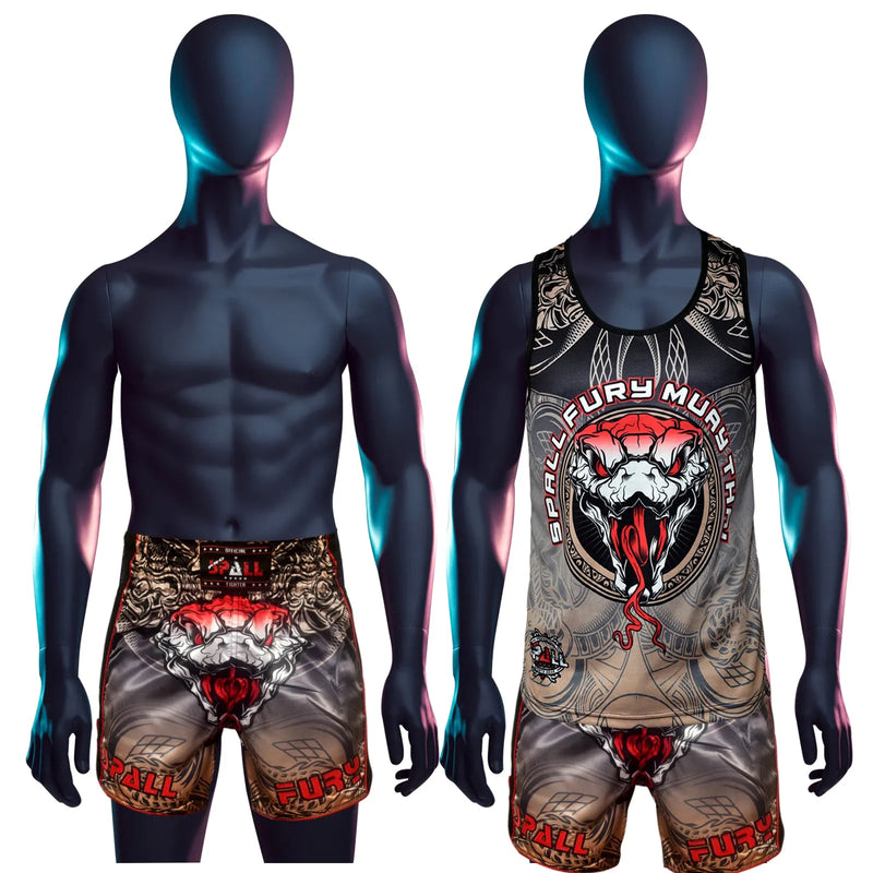 Muay Thai Tank Top Shorts Fury Sports Workout Muay Thai Gym Jogging(SI-3198) | Ideal for All Surfaces, Kids & Adults | Match-Ready | Includes Pump & Needle | Durable & Long-Lasting Performance