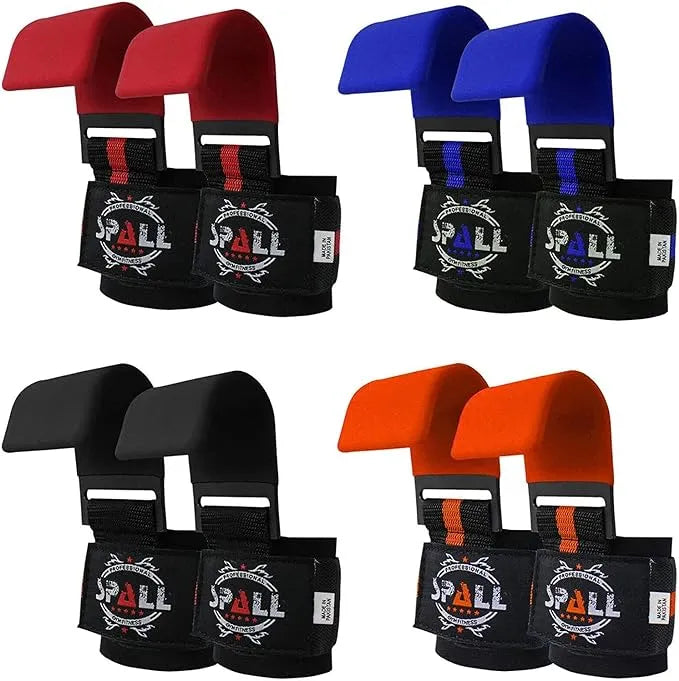 Weight Lifting Hooks Hight 40cm / width 15cm Red Orange Blue Black For Power Lifting Weight Lifting Deadlift Pull Ups Body Building Strength Training And Gym Workout | Ideal for All Surfaces, Kids & Adults