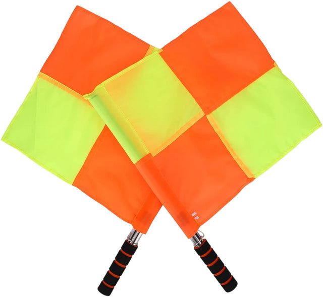 2 Pieces Referee Flag, Linesman Flag with Steel Tube, Flag for Soccer Referee | Ideal for All Surfaces, Kids & Adults | Match-Ready | Includes Pump & Needle | Durable & Long-Lasting Performance