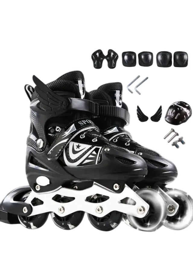 Full Set Single Flash S/M/L Children's Roller Skates Adult Roller Skates Adjustable Skates 905 | Ideal for All Surfaces, Kids & Adults | Match-Ready | Includes Pump & Needle | Durable & Long-Lasting Performance
