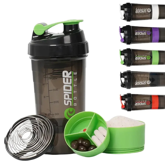 Plastic Protein Powder Shaker Cup, Portable And Leak-Proof Water Bottle with a Mixing Spring, Suitable for Gym Workouts, Outdoor Fitness, And Christmas Gifts | Ideal for All Surfaces, Kids & Adults
