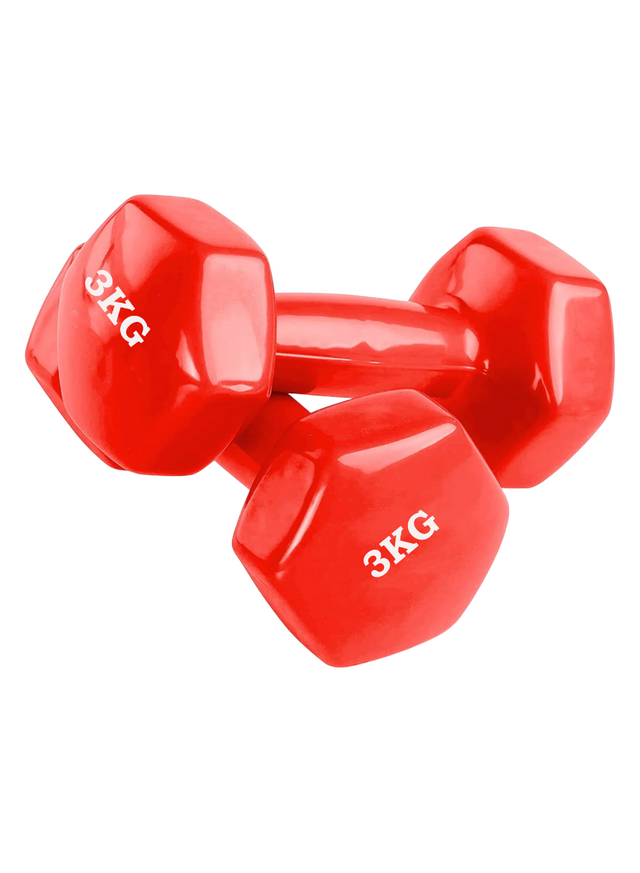 Vinyl Dumbbells 1-6kg ? Red & Blue | Non-Slip Hand Weights for Home & Gym Workouts 9048 | Ideal for All Surfaces, Kids & Adults | Match-Ready | Includes Pump & Needle | Durable & Long-Lasting Performance