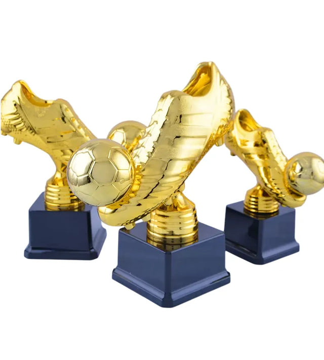 23cm Golden Football Shoe Trophy ? Soccer Award for Tournaments, Ceremonies, and Celebrations ? Durable Plastic Material with Sturdy Base | Ideal for All Surfaces, Kids & Adults | Match-Ready