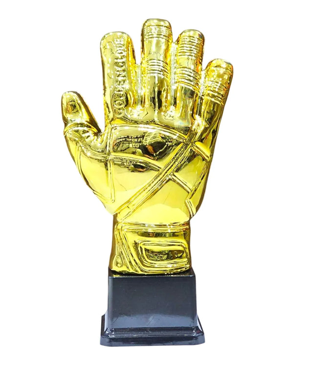 26cm Golden Goalkeeper Glove Trophy ? Soccer/Football Award for Best Goalkeeper ? Durable Plastic Material with Black Base | Ideal for All Surfaces, Kids & Adults | Match-Ready