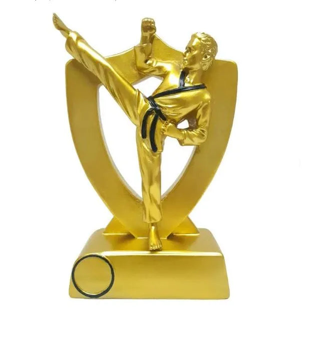 karate Trophy Height 18.5 cm Width 12.5 cm Depth 4.5 cm Gold For Sports Tournaments Ceremony Competitions Party Favors Champions Cup Sport Winning Awards Incentive Gifts(SI-2474 A5) | Ideal for All Surfaces