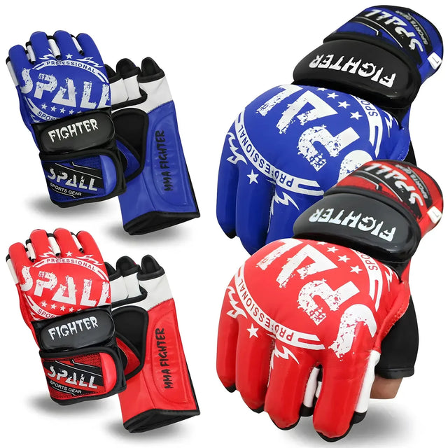 MMA Gloves Half Finger For Kickboxing Muay Thai Boxing Fighting Wrestling Sparring Sports Training For Men And Women(SI-1182) | Ideal for All Surfaces, Kids & Adults | Match-Ready | Includes Pump & Needle