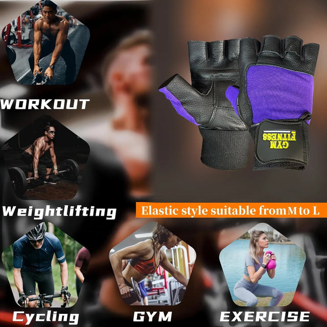 Weight Lifting Leather Gloves Short Strap Power Lifting Gloves Strong Grip palm Exercise Fitness Strength Gloves Home Gym (201) | Ideal for All Surfaces, Kids & Adults | Match-Ready | Includes Pump & Needle