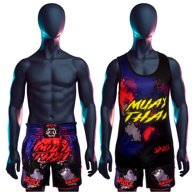 MUAY THAI TANK TOP SHIRT SCARY Bodybuilding Gym Tank Tops Workout Fitness Vest For Men(SI-3253) | Ideal for All Surfaces, Kids & Adults | Match-Ready | Includes Pump & Needle | Durable & Long-Lasting