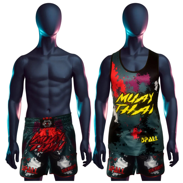 MUAY THAI TANK TOP SHIRT SCARY Bodybuilding Gym Tank Tops Workout Fitness Vest For Men(SI-3253) | Ideal for All Surfaces, Kids & Adults | Match-Ready | Includes Pump & Needle | Durable & Long-Lasting