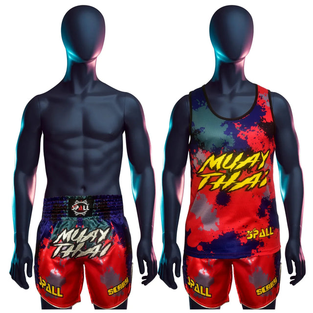 MUAY THAI TANK TOP SHIRT SCARY Bodybuilding Gym Tank Tops Workout Fitness Vest For Men(SI-3253) | Ideal for All Surfaces, Kids & Adults | Match-Ready | Includes Pump & Needle | Durable & Long-Lasting