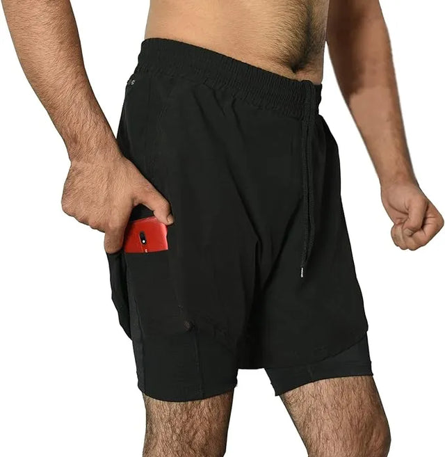 Running Short Hanging Towel Pocket Latest Style  M L XL XXL Black For Fitness Athletic Gym Exercise Jogging Cycling Workout Active Training Ideal For Men And Women(SI-11055) | Ideal for All Surfaces