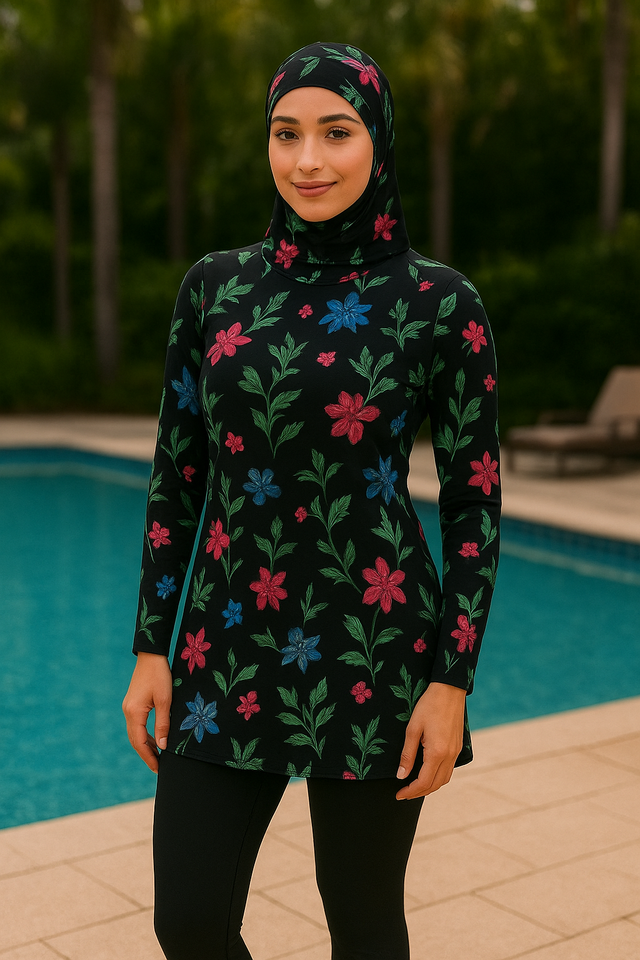 Women’s Islamic Full Coverage Swimwear – Modest Swimming Costume – Available in Black & Blue