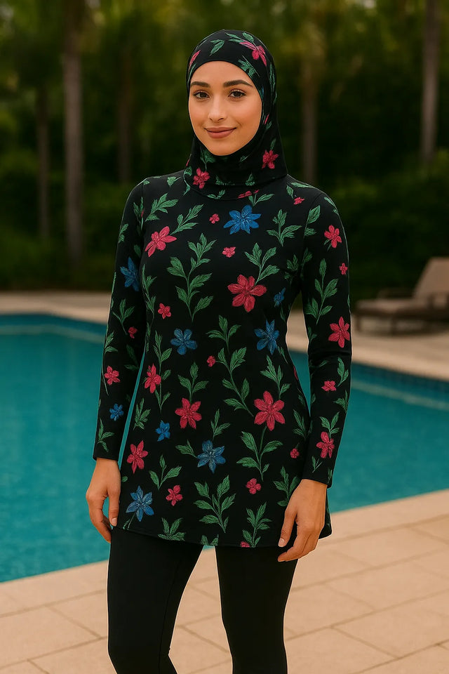Women’s Islamic Full Coverage Swimwear – Modest Swimming Costume – Available in Black & Blue