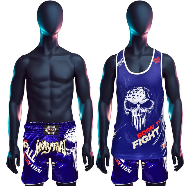 THAI SHORTS? (SET) BORN TO FIGHT Perfect for the Muay thai, gym, jogging Sport | Ideal for All Surfaces, Kids & Adults | Match-Ready | Includes Pump & Needle | Durable & Long-Lasting Performance