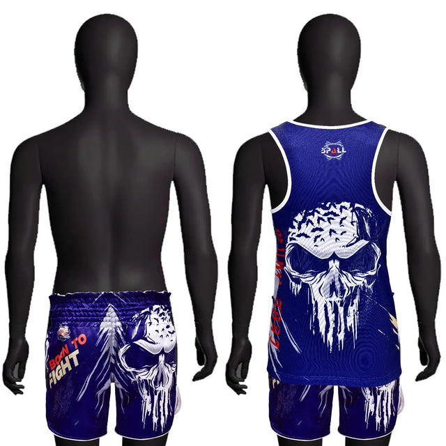 THAI SHORTS? (SET) BORN TO FIGHT Perfect for the Muay thai, gym, jogging Sport | Ideal for All Surfaces, Kids & Adults | Match-Ready | Includes Pump & Needle | Durable & Long-Lasting Performance