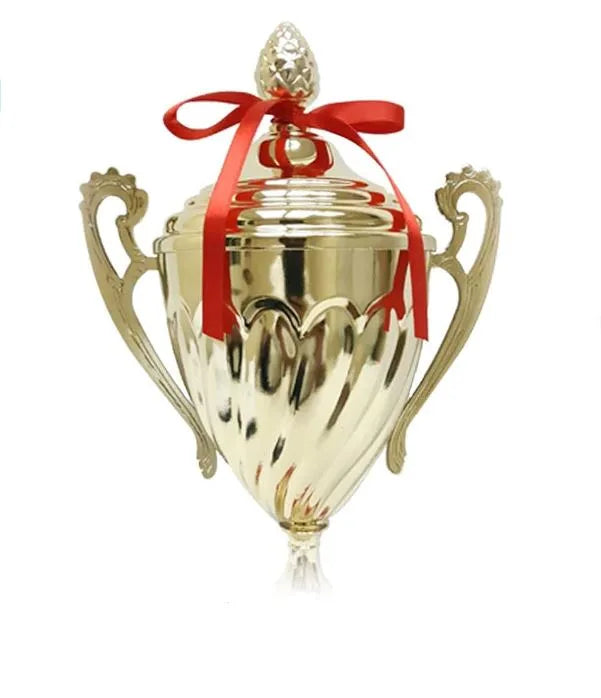 Gold Trophy Cups Height 37cm Width 19cm Depth 9cm Gold Base Red for Party Favors Props Rewards Winning Prizes Competitions Sports Tournaments Competitions(D5-A) | Ideal for All Surfaces, Kids & Adults