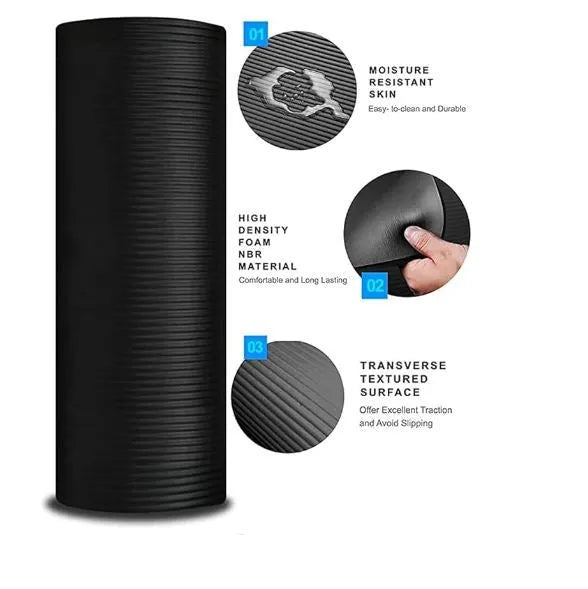 Yoga Mat Knees Supportive Hanging Band Anti Slip Eco Friendly Texture Surface For Yoga Pilates Fitness Home Exercise Gym Workout Sports Mattress | Ideal for All Surfaces, Kids & Adults | Match-Ready